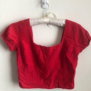 Red linen crop top
